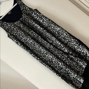Black and Silver Sequin Sleeveless Dress